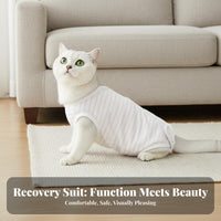Four-Legged Coverage Cat Recovery Suit E-Collar Substitute Cat Neuter Single Sie Breathable for Weaning, Indoors, Home