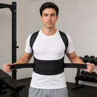 Adjustable Back Brace, Breathable Back Support with Spinal Support, Unisex Posture Brace for Office Workers, Black Mesh Material