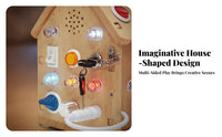 Hands-on Learning Busy House Toy Early Learning Hands-on Learning Busy House Natural Wood Finish Wooden Sensory Toy LED Lights for Children