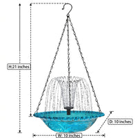 Hanging Bird Feeder and Solar Bird Bath Water Feature, Iron Outdoor Bird Feeder With Basin, Garden Decor and Bird Watcher Gift, 26*25*6 cm