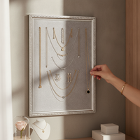 Wall-Mounted Wooden Jewelry Display Frame for Necklaces, Earrings, and Studs