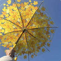 Transparent Maple Leaf Umbrella Clear Canopy Maple Leaf Umbrella 8 Steel-Rib Frame for Street Use