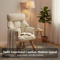 Supportive spinerest Upholstered rotating Chair with Wood Legs Thick padding Casterless rotating Chair Ergonomic Design Desk Seat Modern design for Home Workers, Makeup aficionados, Decorators, Study Room, Bedroom