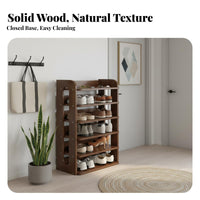 Space-Saving Multi-Tier Shoe Shelf Small Footprint Narrow Wooden Shoe Rack Sturdy Construction Airflow Design for Apartment Dwellers, Homeowners, Entryway, Hallway, Dorm Room, Bedroom