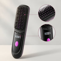 Cordless Straightening Comb Rechargeable Straightener Comb Portable Hair Straightening Brush Compact for Travelers