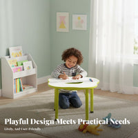 Flower Shaped Kids Table Rounded Edges Adjustable Height Play Table Anti-Skid Feet Kids Drawing Desk for Preschoolers, Young Children