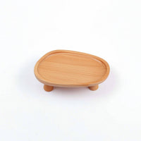 Minimalist Oval Wood Tray Compact Wood Tray with Curved Rim Sturdy Modern for Bedside Table