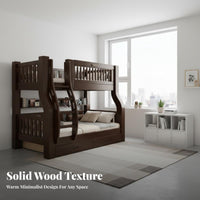 Multi-Functional children's Bed Space-Saving Wooden Bunk Bed with Storage Tall Guardrail Bedroom Furniture for Teens, Parents, Small Apartment, Home