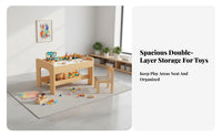 Wooden Construction Block Table Solid Wood Construction Block Table Rounded Corners Convertible Activity Desk for Young Children, Parents, Daycare