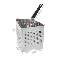 Vented Bottom Perforated Cooking Basket PVC-Coated Handle Straining Basket Hanging Hole Stainless Steel Colander Square Shape