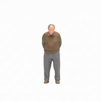 1:64 Scale Elderly Man Figure Neutral Finish Hand-Painted Figure Decorative for Micro Photography, Decoration