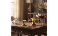 2 Pieces Metal Tray Stand Tranquil Decorative Dessert Stand Handcrafted Appearance Look Ornamental Fruit Tray for Tea Room, Entryway