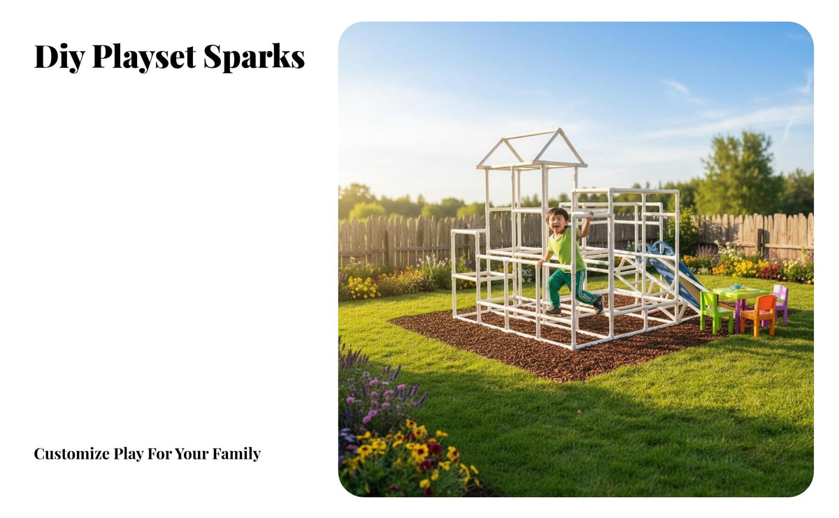 children's Climbing Frame Kit Sturdy Buildable Tube System Jungle Adventure Set Configuration PVC Pipe Building Set for Kids, Parents, Outdoor