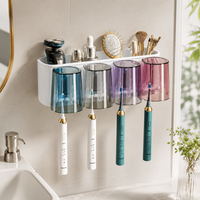 Manual Toothbrush Holder, Automatic Wall Mounted Toothbrush Organiser, Clear PET for Family Bathroom, Multiple Slots