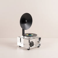 Gramophone with Acrylic Base Decorative Gramophone Ornament Tabletop Desktop Decoration for Living Room