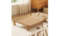 Elevated Cat Bed Breathable Cat Bed with Wooden Frame Low-Profile Furniture for Kittens, Small Pets, Living Room, Floor