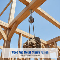 IMPA231601 Wooden Pulley Block, Nautical, Single Wheel, Sturdy Lifting, Vintage Mechanical
