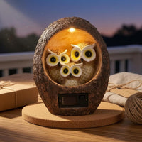 Bark-Textured Solar Tree Stump Light Warm LED Owl Stump Lamp Hollow Solar Owl Garden Light Decorative for Yard
