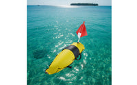 High-Visibility Inflatable Buoy with Flag Streamlined Dive Buoy with Flag Bright Inflatable Marker Buoy Reflective for Divers, Snorkelers, Spearfishers, Snorkeling, Open-Water