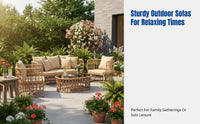 Outdoor Rattan Sofa, Waterproof Patio Furniture, Modern Garden Lounge, Sun-Resistant Couch