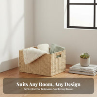 Handwoven Design Lidded Rectangular container adaptable Woven container Japanese and elegance Household Storage Natural artistic for Decor aficionados, householders, Living Room, Bedroom, Nursery, Office