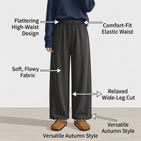 Ladies Wide Leg Trousers with High Waist Drawstring for Women, Barrel Fit Design for Casual Everyday Wear, Polyester Material with Shape Retention