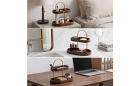 Cosmetic Storage Rack Space Saving Makeup Organizer with Wooden Trays Compact Skincare Holder for Tabletop