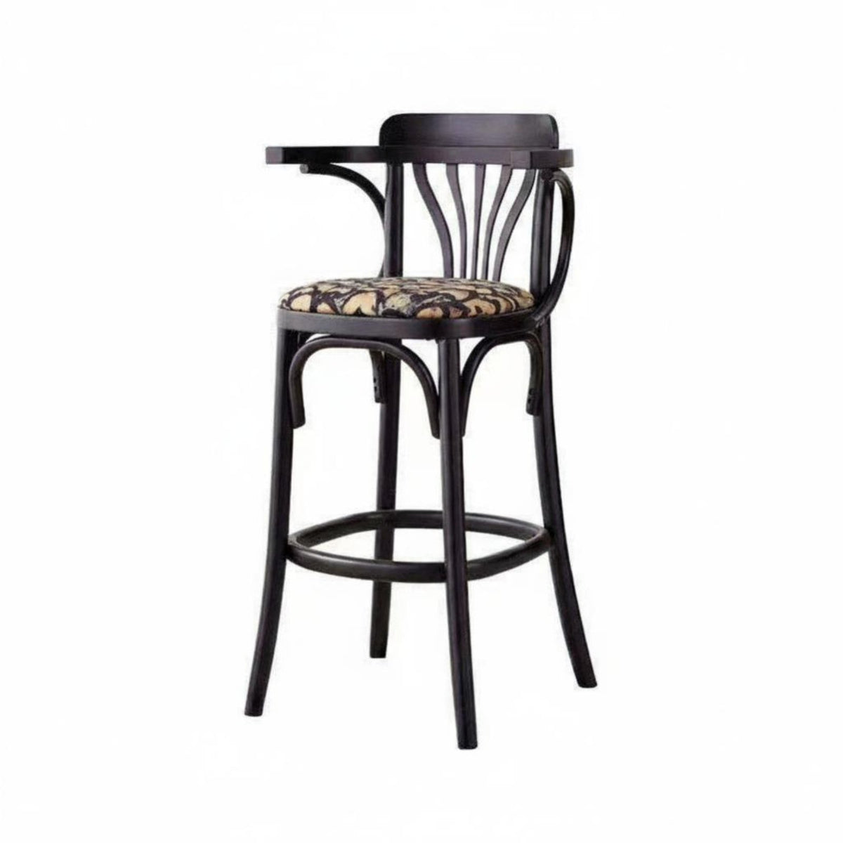 Vintage American Design Swivel High Chair with Backrest Built-in Footrest Rotating Bar Chair with Armrests Sturdy Base Counter Stool Cushioned Seat for Restaurateurs, Restaurant Owners, Interior Designers, Cafe, Lounge, Kitchen Island