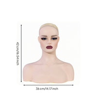 Mannequin Head with Shoulders Realistic Headpiece Display Stand Authentic Female Mannequin Bust for Hair Stylists, Photo Shoots