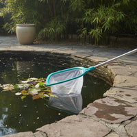 Deep Water Reach Pool Foliage Skimmer with Pole Rounded Borders Telescopic Pool Skimmer Heavy Duty Pond Cleaning Net