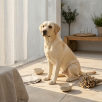 Seated Labrador Statue Floppy Ears Labrador Dog Sculpture Large Home Decoration