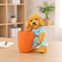 Resin Dog Planter with Cup Cute Dog Planter Whimsical Ornament Decorative for Windowsill