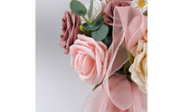Faux Bridal Bouquet Pastel Artificial Rose Bouquet Delicate Flowers Lifelike for Weddings