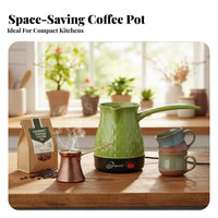 Anti-Dry Overheat Protection Electric Turkish Coffee Pot Fast Heating Electric Turkish Coffee Brewer Single-Button Operation Kitchen Appliance Food Grade Material for Home Users, Students, Office Workers, Dorm Room, Travel