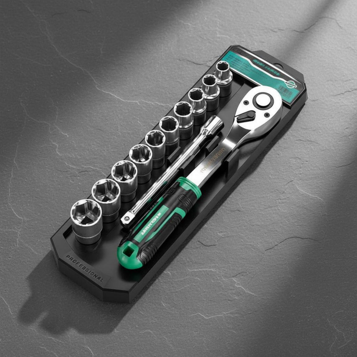 Reversible Ratchet Socket Wrench Set Industrial Grade Quick Release Ratchet Set Long-Lasting Mechanic Tool Kit Ergonomic Handle for Mechanics, Garage