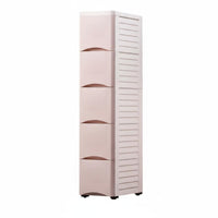 Space Saving Slim Space Cabinet Sturdy Construction 5-Drawer Slim Organizer Easy Assembly Narrow Chest of Drawers Large Capacity for Apartment Dwellers, Homeowners, Small Areas, Kitchen, Bathroom, Dorm Room