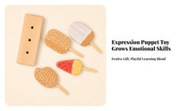 4 Pieces Natural Wood Grain Wooden Ice Pop Set Painted Details Ice Pop Toy Set Simple Design Ice Cream Stand Smooth Edges for Storage