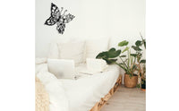 Metal Lepidoptera Wall Art Rust Resistant Butterfly Floral Wall Decor Nature Themed Black Metal Floral Piece Hanging
