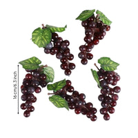 5 Pieces Realistic Artificial Grape Bunch with Vines and Leaves Lifelike Artificial Grape Cluster Reusable Ornament Vivid for Photography Props