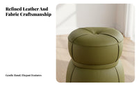 Upholstered Entryway Stool Italian-Inspired Design Capsule-Shaped Stool Cushioned Seat Sturdy Frame for Adults, Women, Hallway