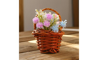 Miniature Flower Basket Rustic Dollhouse Basket Ornament Cute for Crafters