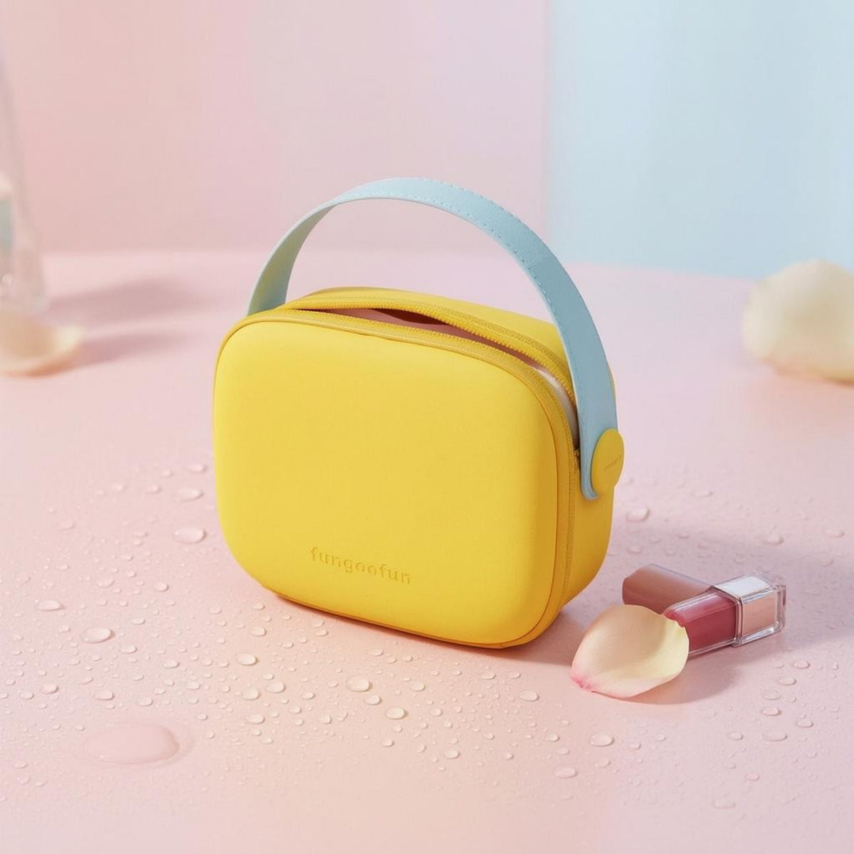 Zip-Around Handheld Cosmetic Bag Matte Travel Makeup Bag Portable Cosmetic Case Single Handle