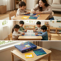 Shape Puzzle with Cards Educational Pattern Block Puzzle Pattern Matching Game Hands-on Tabletop Game Color Recognition