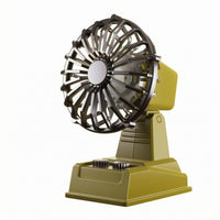 Two-Speed USB Rechargeable Fan Adjustable Tilt Retro Desk Fan Vintage Style Cooling Device Front Knobs for Office, Dorm Room