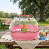 Portable Bird Carrier, Handheld Mobile Bird Cage with Accessories, Transparent Outdoor Bird Cage for Portable Use
