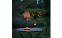 Dimmable Table Lamp with Rattan Shade Cozy Rattan Table Lamp Vintage Compact for Patio