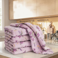 Thick Floral Dish Cloth and Microfibre Cloth, Oil Resistant Microfibre Cleaning Cloth for Tea Towels, High Absorbency Kitchen Hand Drying Tool