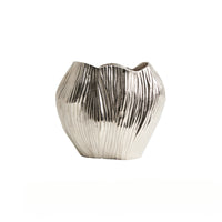 Bud Vase Silver Ribbed Vase Decorative Ribbed for Tabletop, Living Room, Entryway