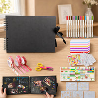 Scrapbook Album with Ribbon Closure Customizable Scrapbook Album with Spiral Binding DIY Memory Book for Crafters, Scrapbooking