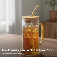 Large Capacity Square Glass Cup with Handle Modern Design Colored Handle Glass Cup Reusable for Office Workers, Women, Daily Use, Home, Cafe
